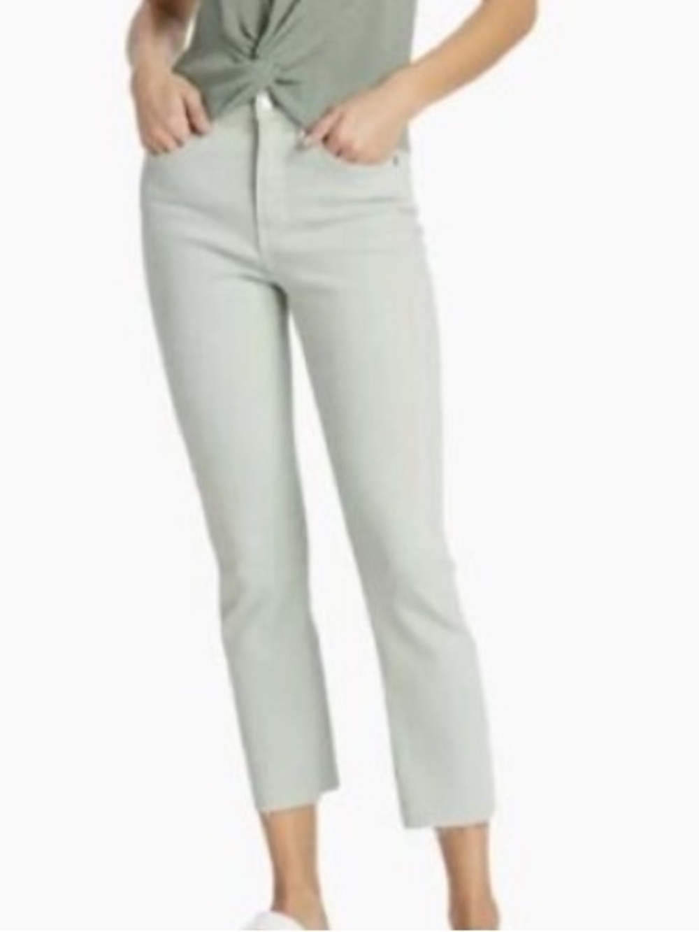 Veronica Beard Jeans pale green denim Carly kick flare crop high rise size 26